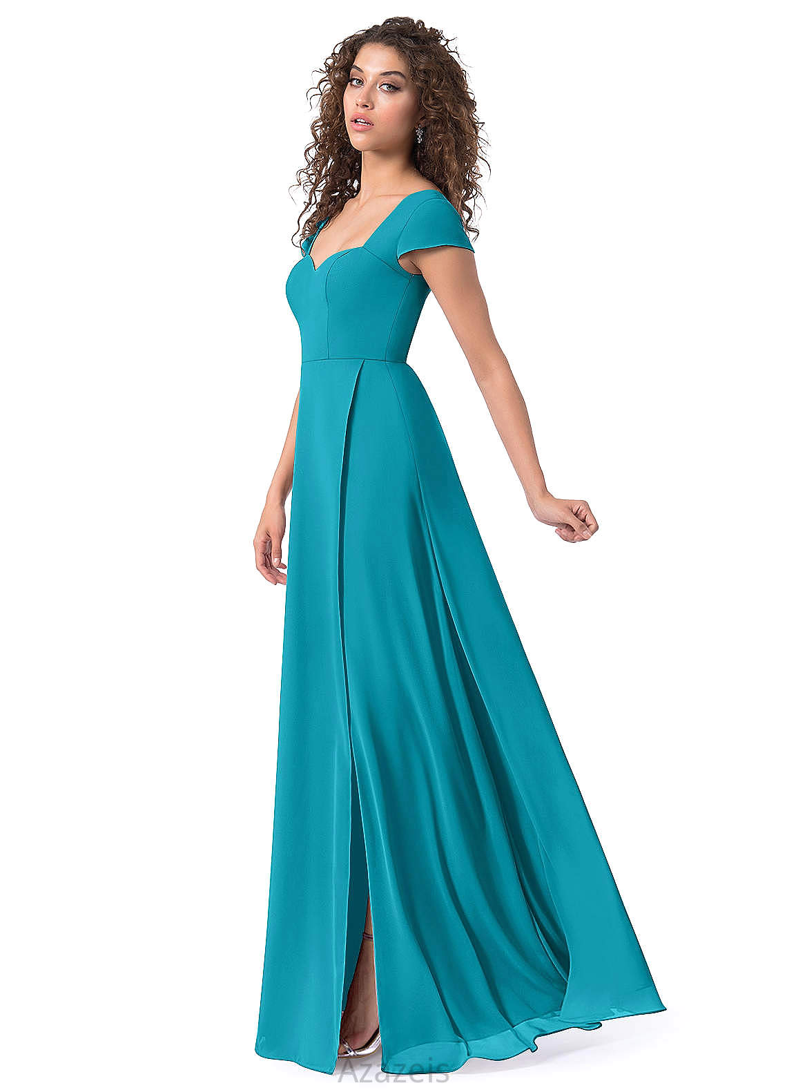 Lilly A-Line/Princess Natural Waist Floor Length Sleeveless V-Neck Bridesmaid Dresses