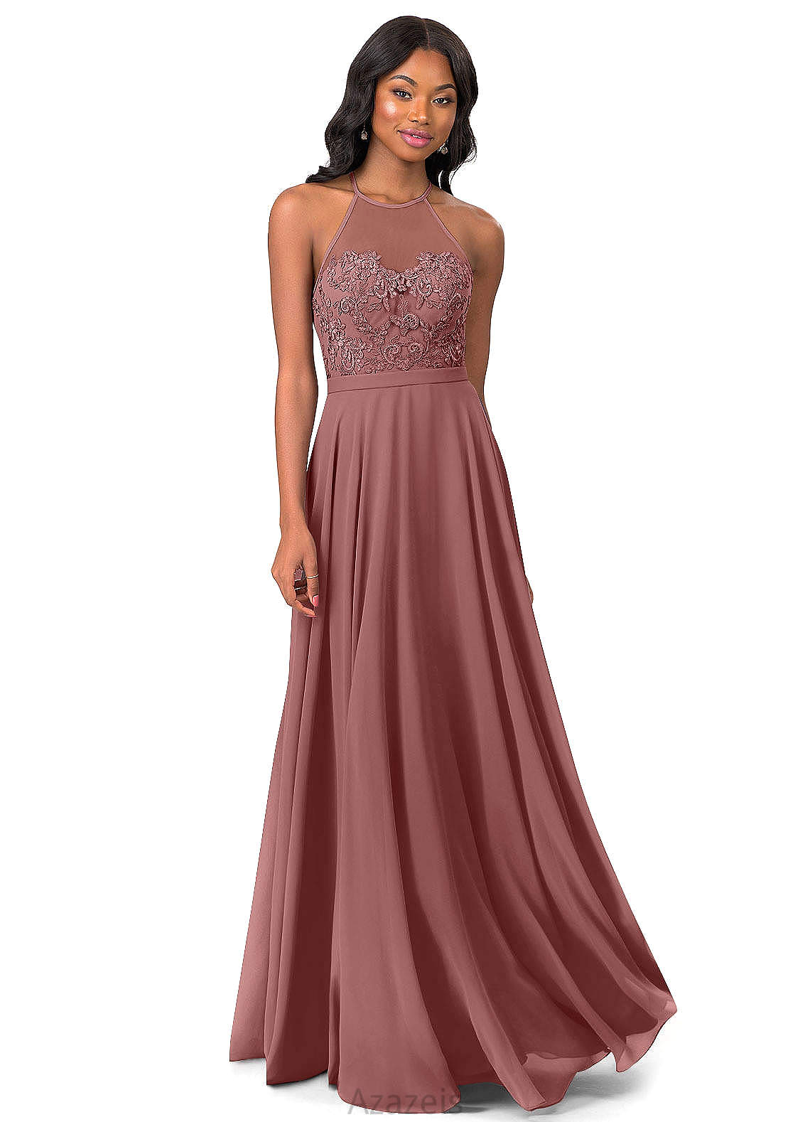 Theresa A-Line/Princess Floor Length Natural Waist V-Neck Sleeveless Bridesmaid Dresses