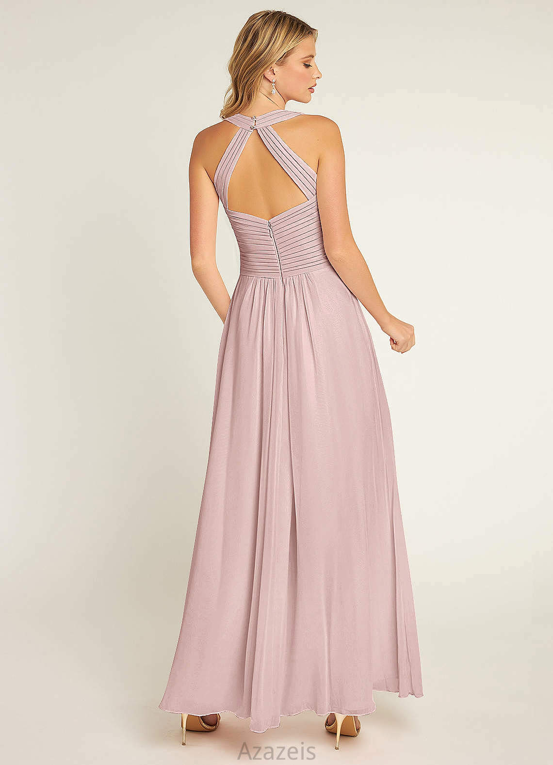 Yaritza Floor Length V-Neck Sleeveless A-Line/Princess Natural Waist Bridesmaid Dresses