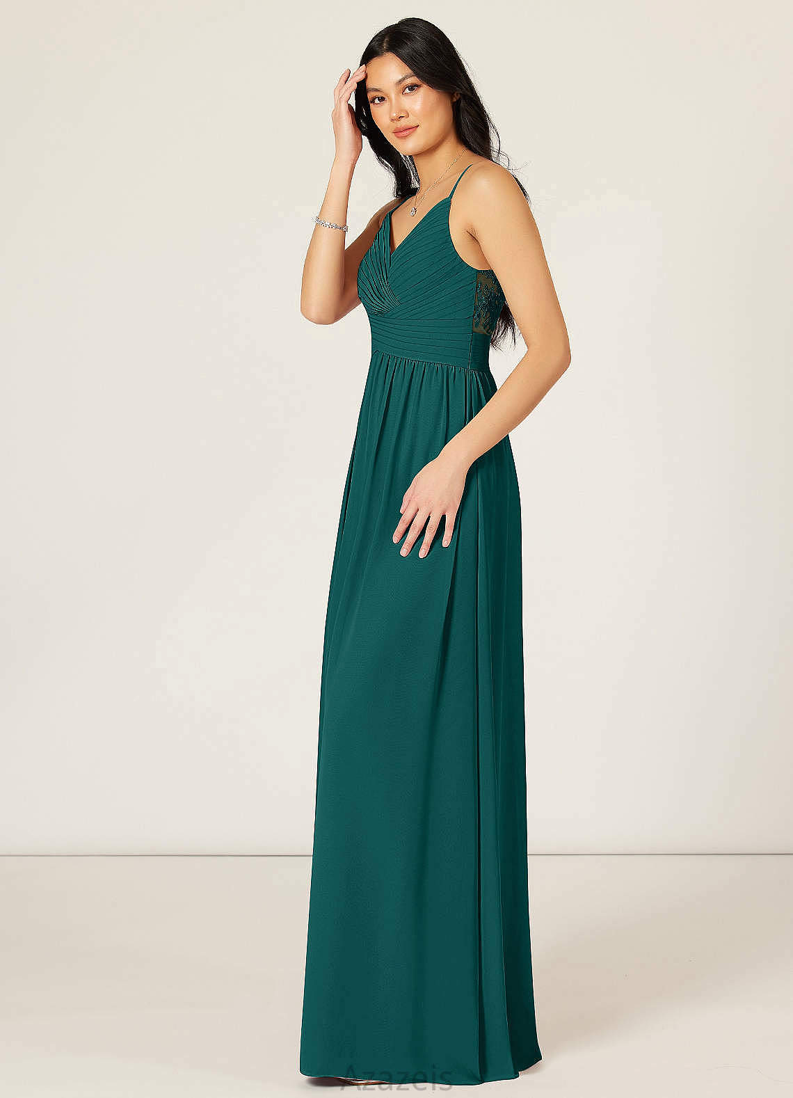 Lydia Floor Length Sleeveless A-Line/Princess Natural Waist V-Neck Bridesmaid Dresses