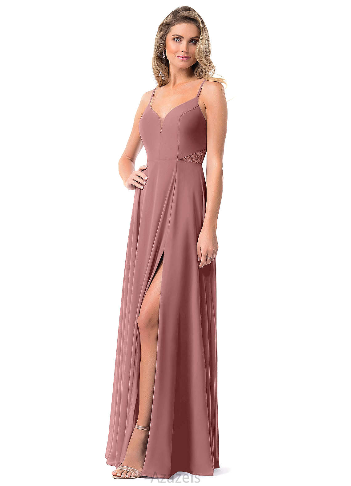 Ann Sleeveless Trumpet/Mermaid Natural Waist Floor Length Spaghetti Staps Bridesmaid Dresses