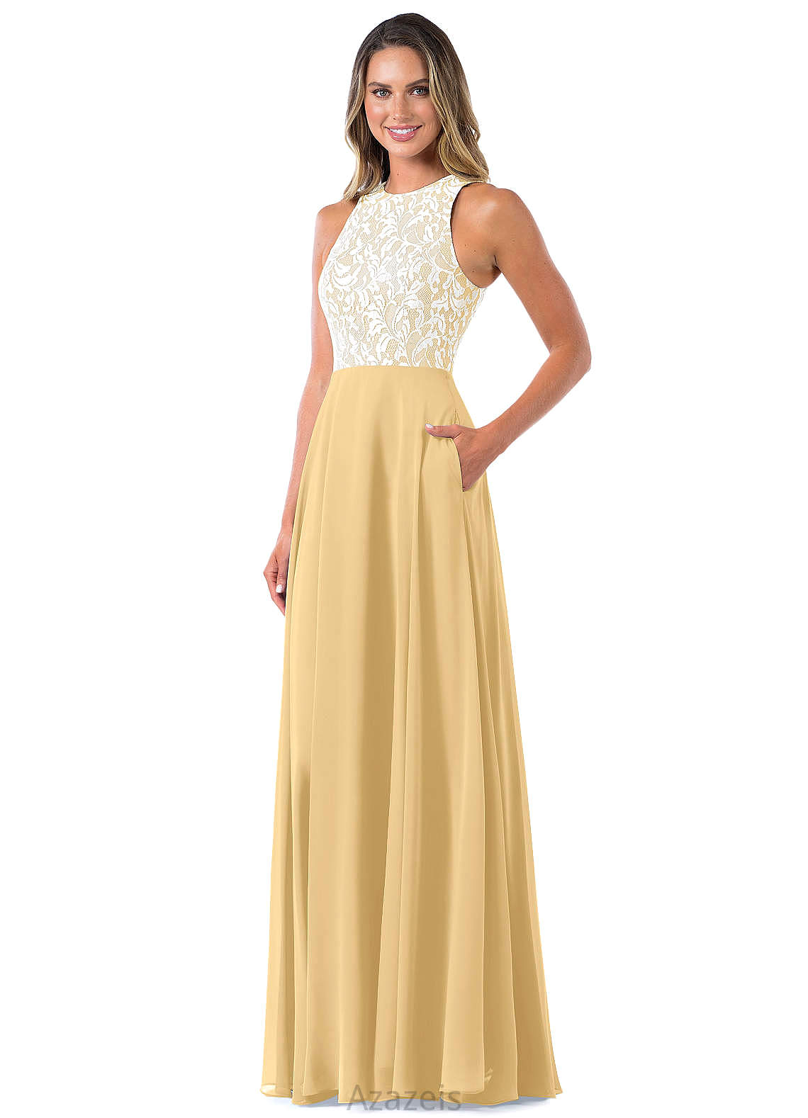 Elisa Natural Waist Floor Length A-Line/Princess V-Neck Sleeveless Bridesmaid Dresses