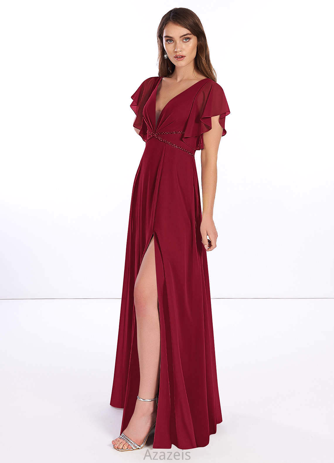 Gwendolyn Natural Waist Spaghetti Staps A-Line/Princess Sleeveless Floor Length Bridesmaid Dresses