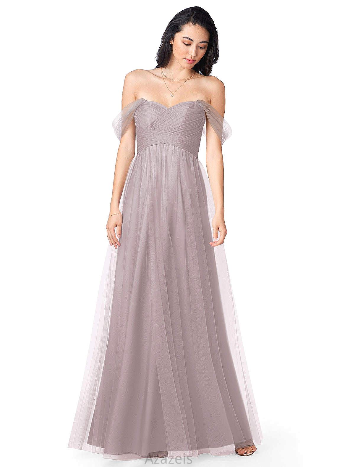 Ali Floor Length Sleeveless Spaghetti Staps Natural Waist A-Line/Princess Bridesmaid Dresses