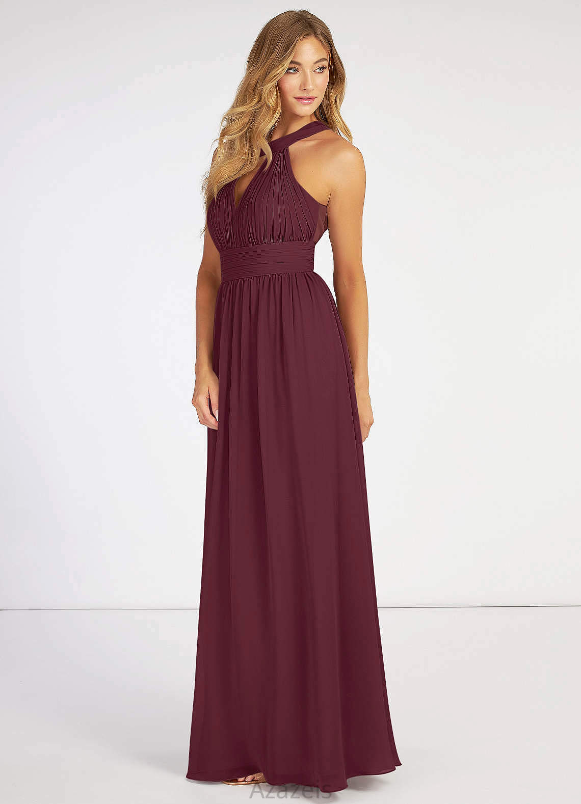 Janae V-Neck A-Line/Princess Floor Length Sleeveless Natural Waist Bridesmaid Dresses