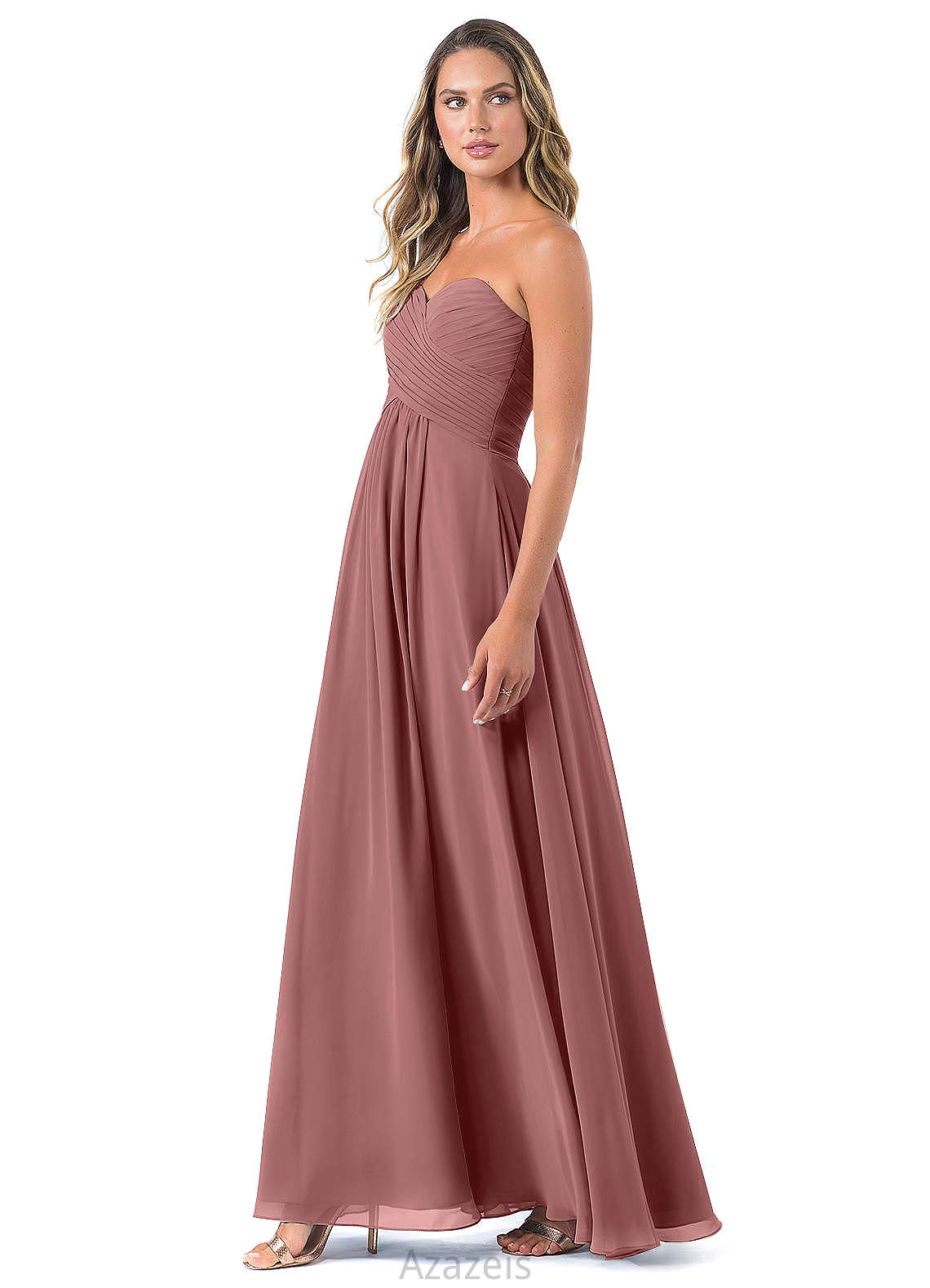 Elena Natural Waist Floor Length Spaghetti Staps A-Line/Princess Sleeveless Bridesmaid Dresses