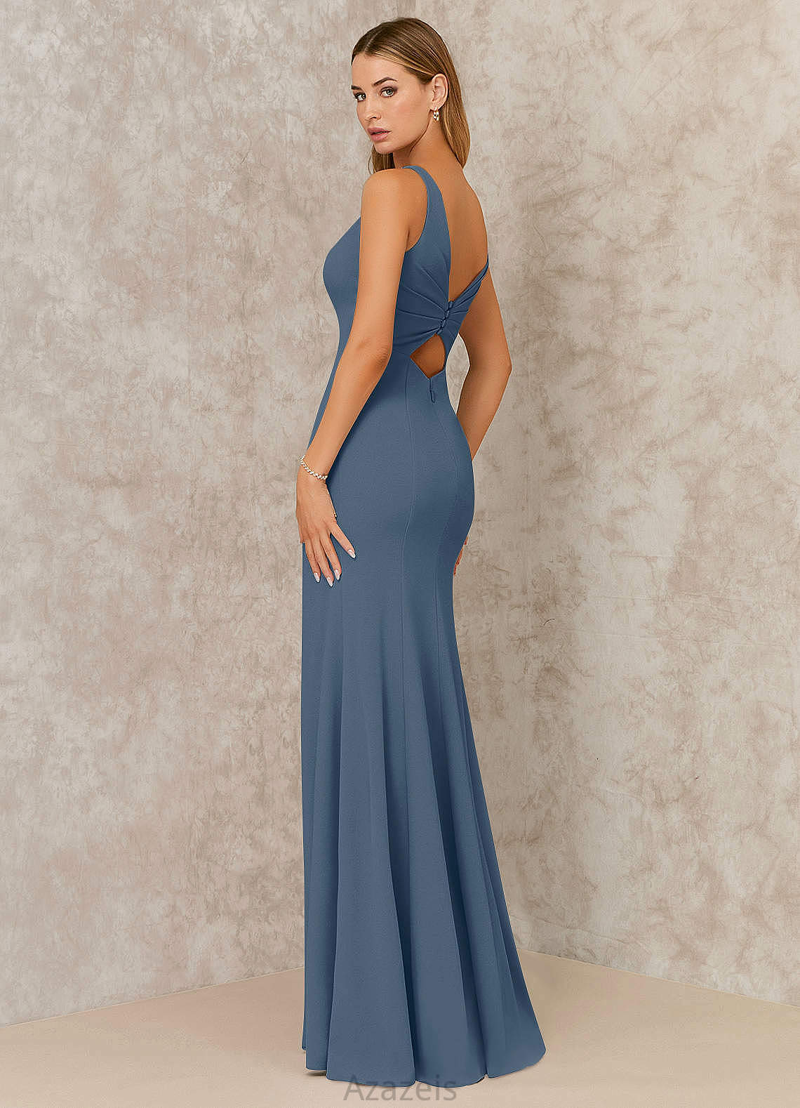 Hayley A-Line/Princess Natural Waist Floor Length Spaghetti Staps Sleeveless Bridesmaid Dresses