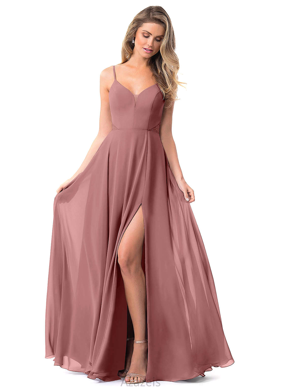 Ann Sleeveless Trumpet/Mermaid Natural Waist Floor Length Spaghetti Staps Bridesmaid Dresses