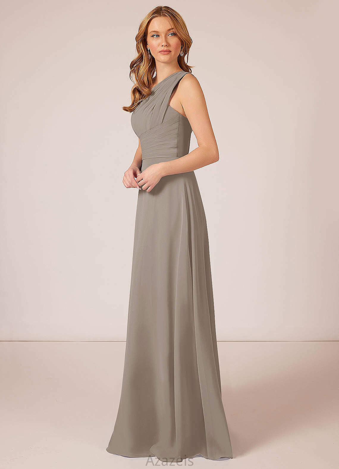 Sienna Natural Waist Sleeveless A-Line/Princess Floor Length V-Neck Bridesmaid Dresses