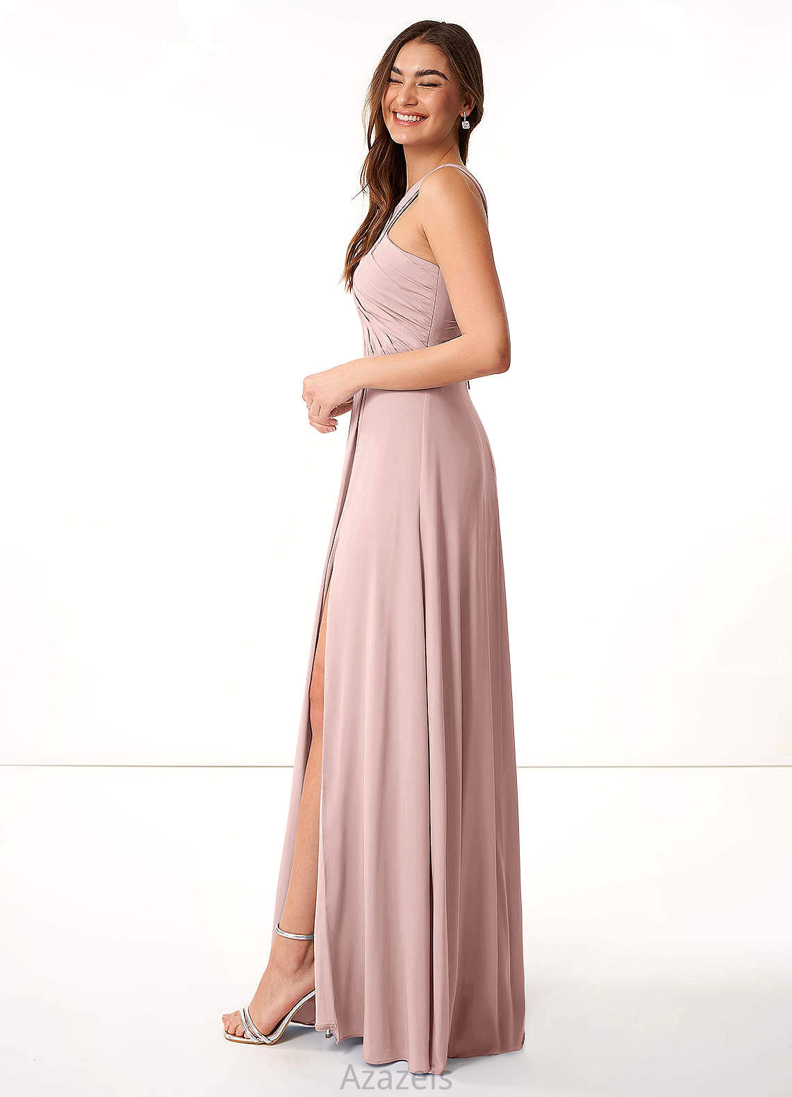 Grace Natural Waist Floor Length Sleeveless Spaghetti Staps A-Line/Princess Bridesmaid Dresses