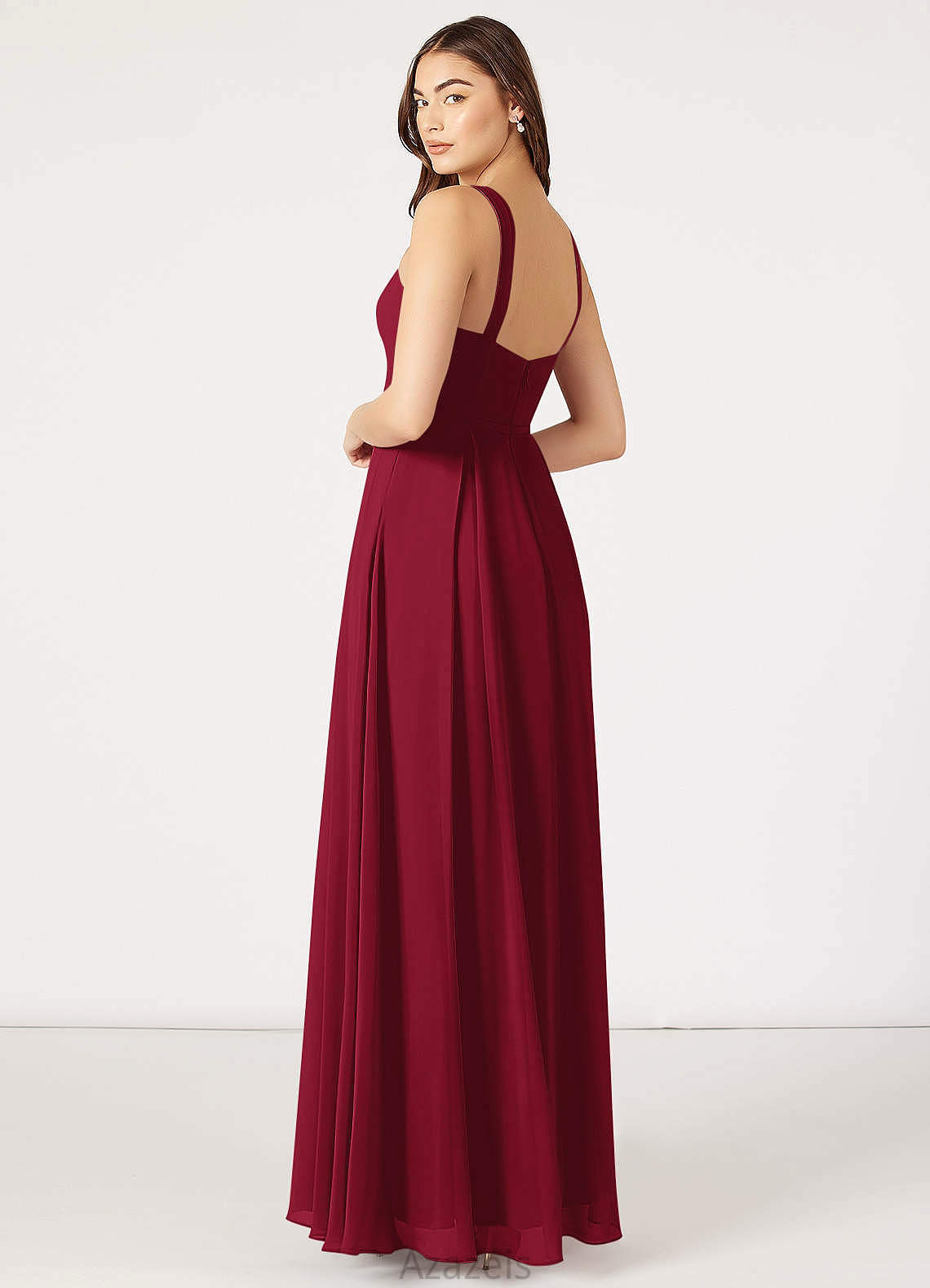 Johanna Sleeveless Spaghetti Staps Natural Waist A-Line/Princess Floor Length Bridesmaid Dresses