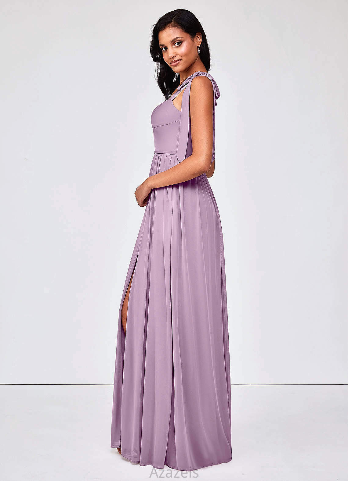 Sue Sleeveless Natural Waist V-Neck A-Line/Princess Floor Length Bridesmaid Dresses