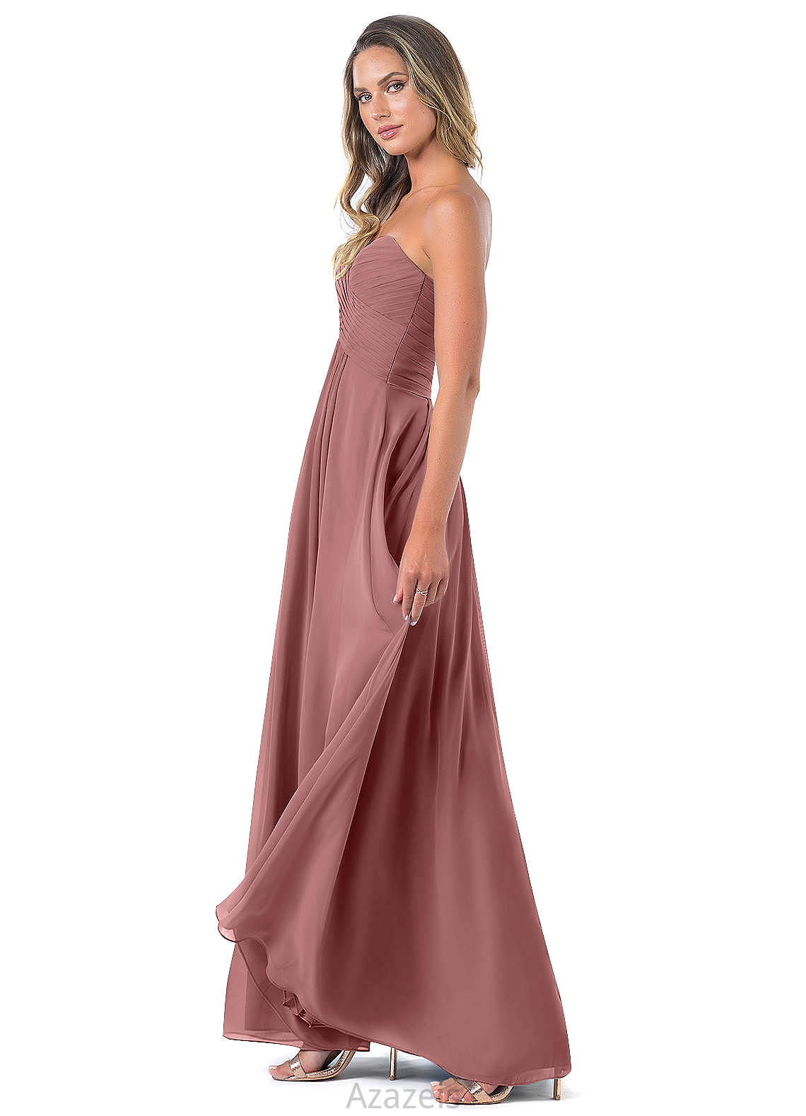 Elena Natural Waist Floor Length Spaghetti Staps A-Line/Princess Sleeveless Bridesmaid Dresses