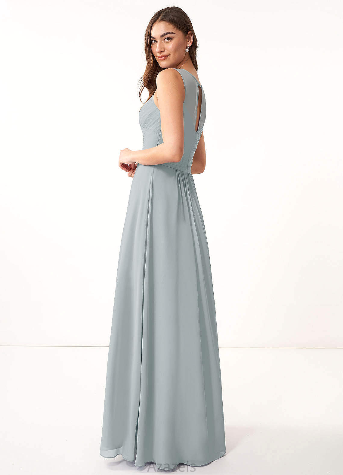Alisa A-Line/Princess Sleeveless Natural Waist Tea Length Scoop Bridesmaid Dresses