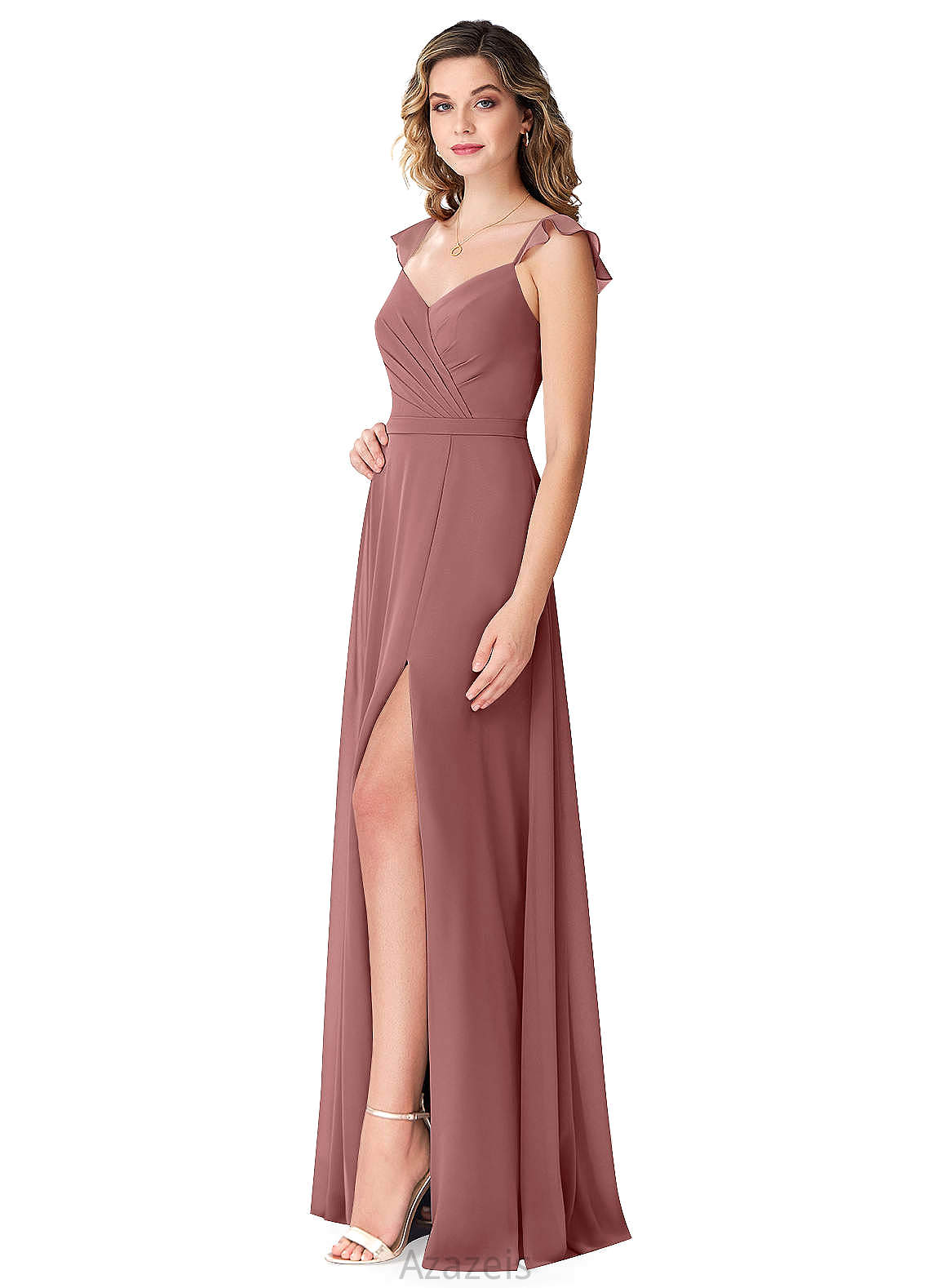 Ashlyn Floor Length Natural Waist A-Line/Princess Sleeveless V-Neck Bridesmaid Dresses