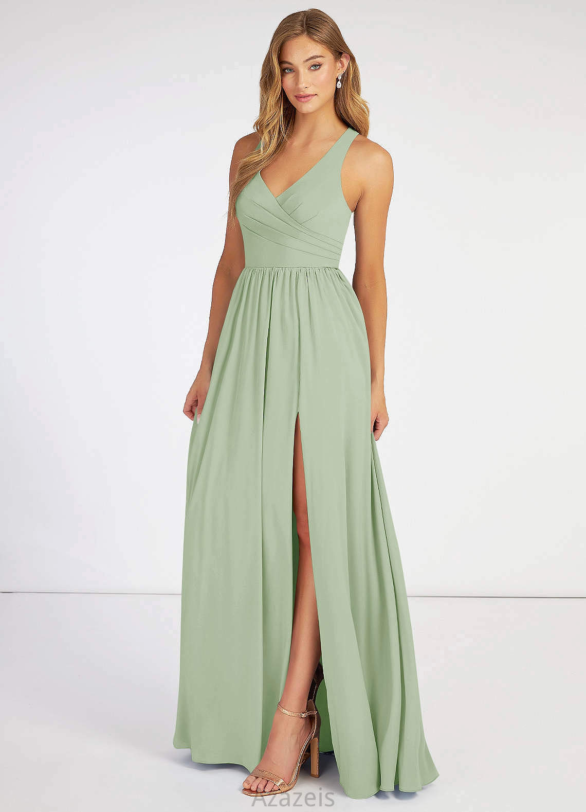 Sarai Sleeveless Natural Waist Floor Length Straps A-Line/Princess Bridesmaid Dresses