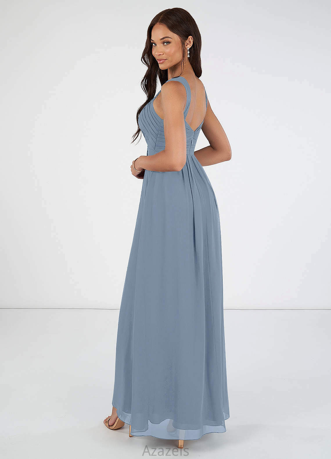 Alisa Natural Waist A-Line/Princess Floor Length Sleeveless Scoop Bridesmaid Dresses