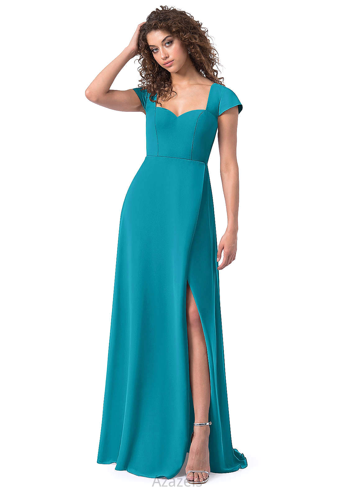 Lilly A-Line/Princess Natural Waist Floor Length Sleeveless V-Neck Bridesmaid Dresses