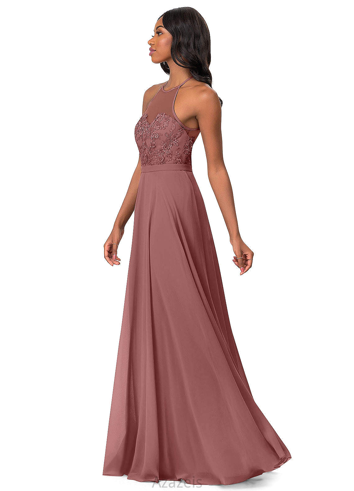 Theresa A-Line/Princess Floor Length Natural Waist V-Neck Sleeveless Bridesmaid Dresses