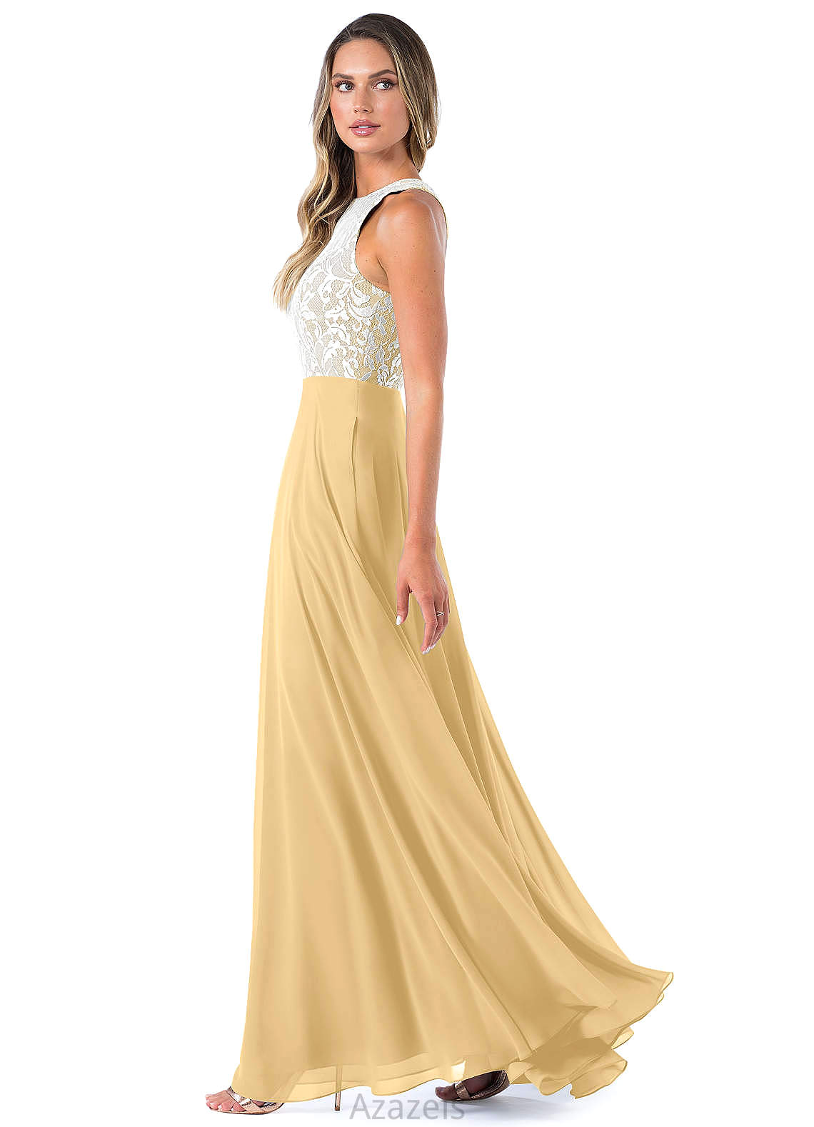 Elisa Natural Waist Floor Length A-Line/Princess V-Neck Sleeveless Bridesmaid Dresses