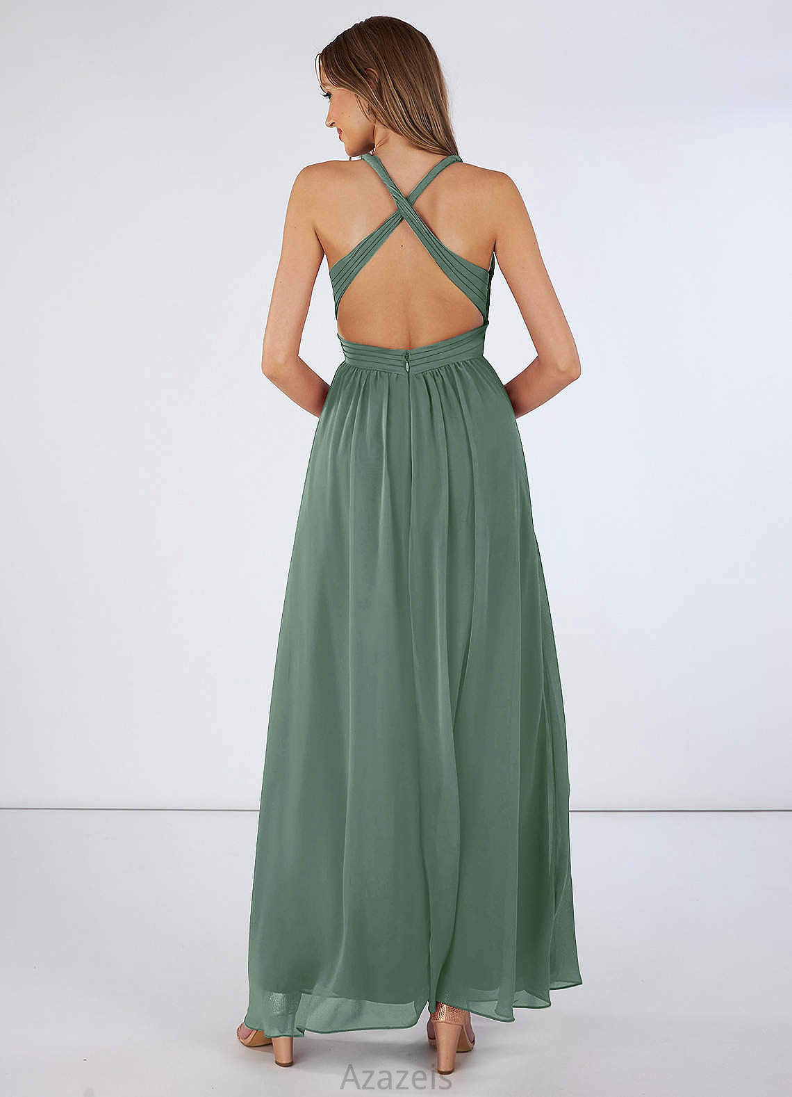Jewel Off The Shoulder A-Line/Princess Natural Waist Floor Length Sleeveless Bridesmaid Dresses