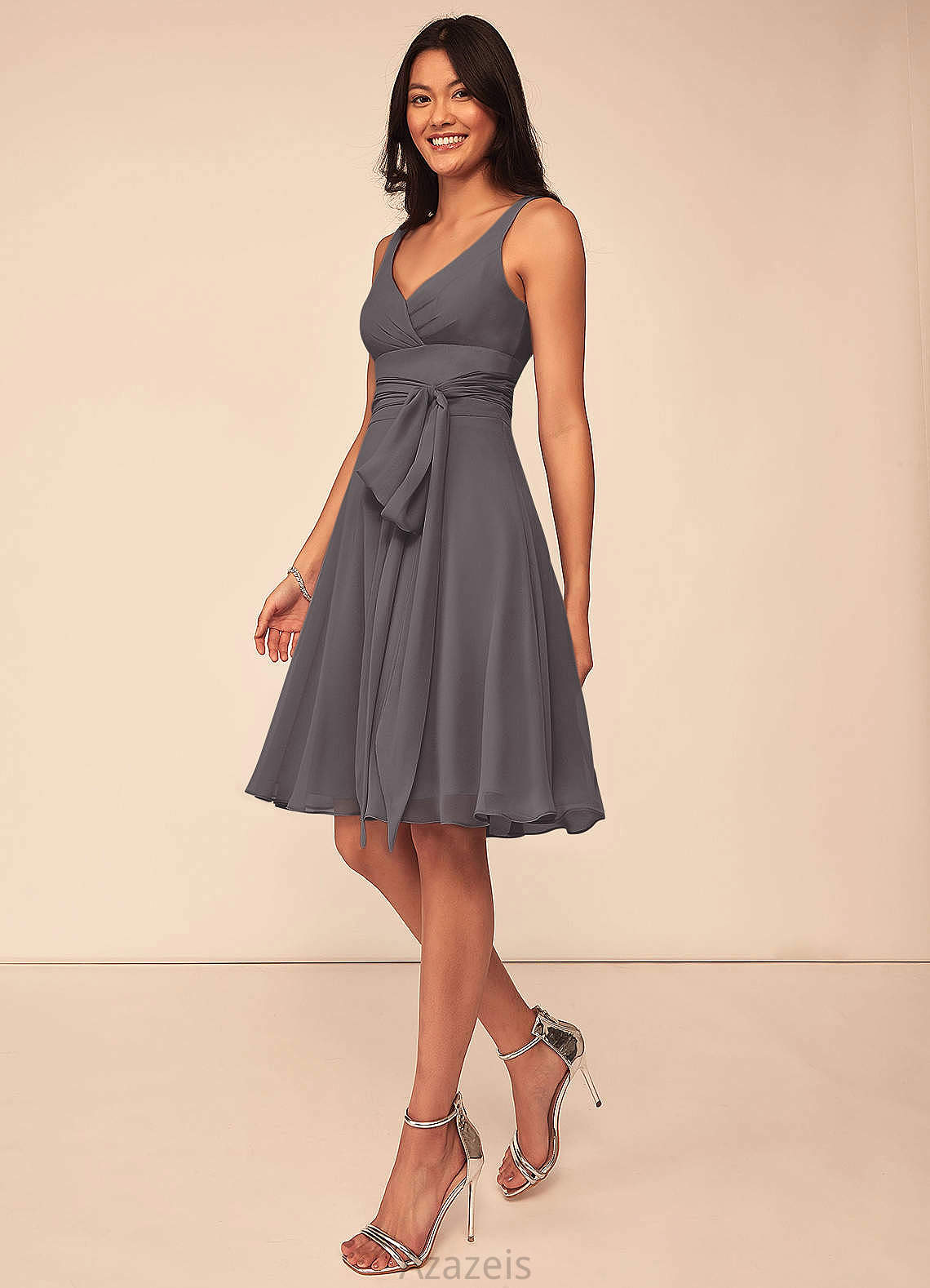 Mariela Floor Length Short Sleeves Empire Waist A-Line/Princess Bridesmaid Dresses