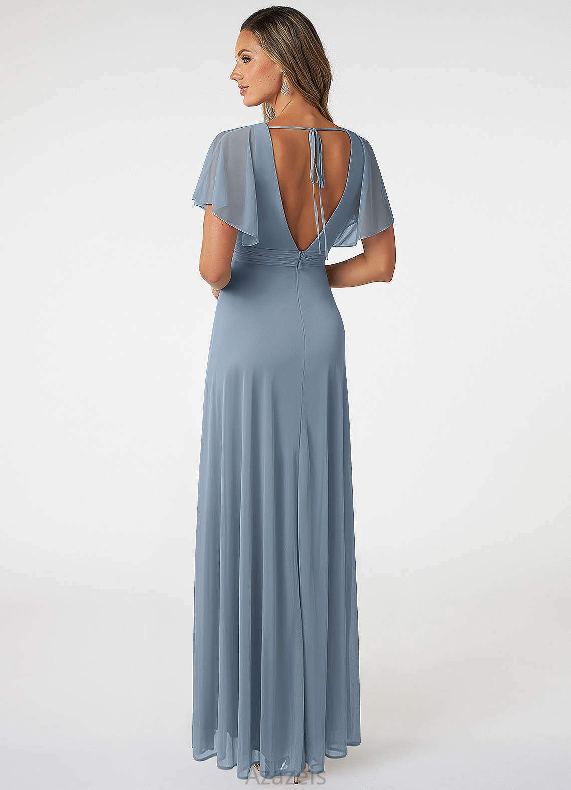 Dulce Natural Waist Floor Length Scoop Sleeveless A-Line/Princess Bridesmaid Dresses