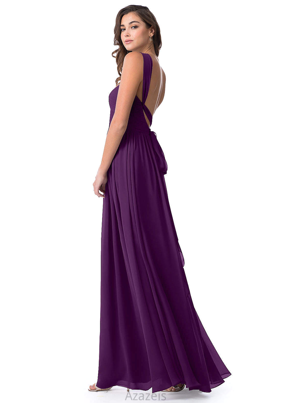 Ciara Natural Waist A-Line/Princess Sleeveless Floor Length Scoop Bridesmaid Dresses