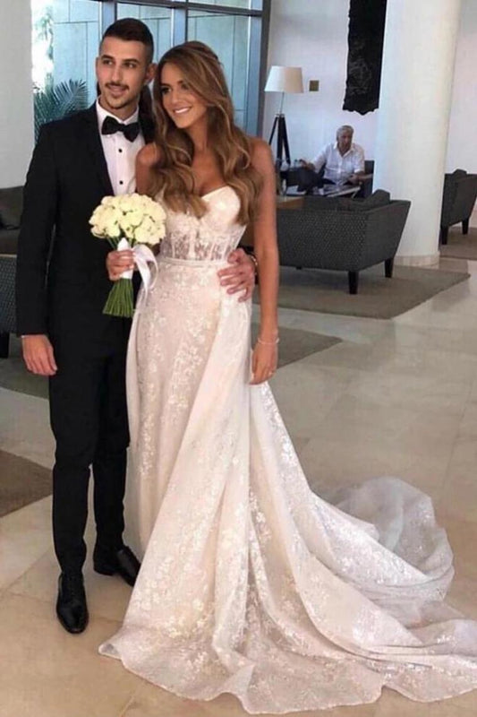 A Line Sweetheart Tulle Wedding Dresses With Appliques Wedding SRSPJTT61Z1