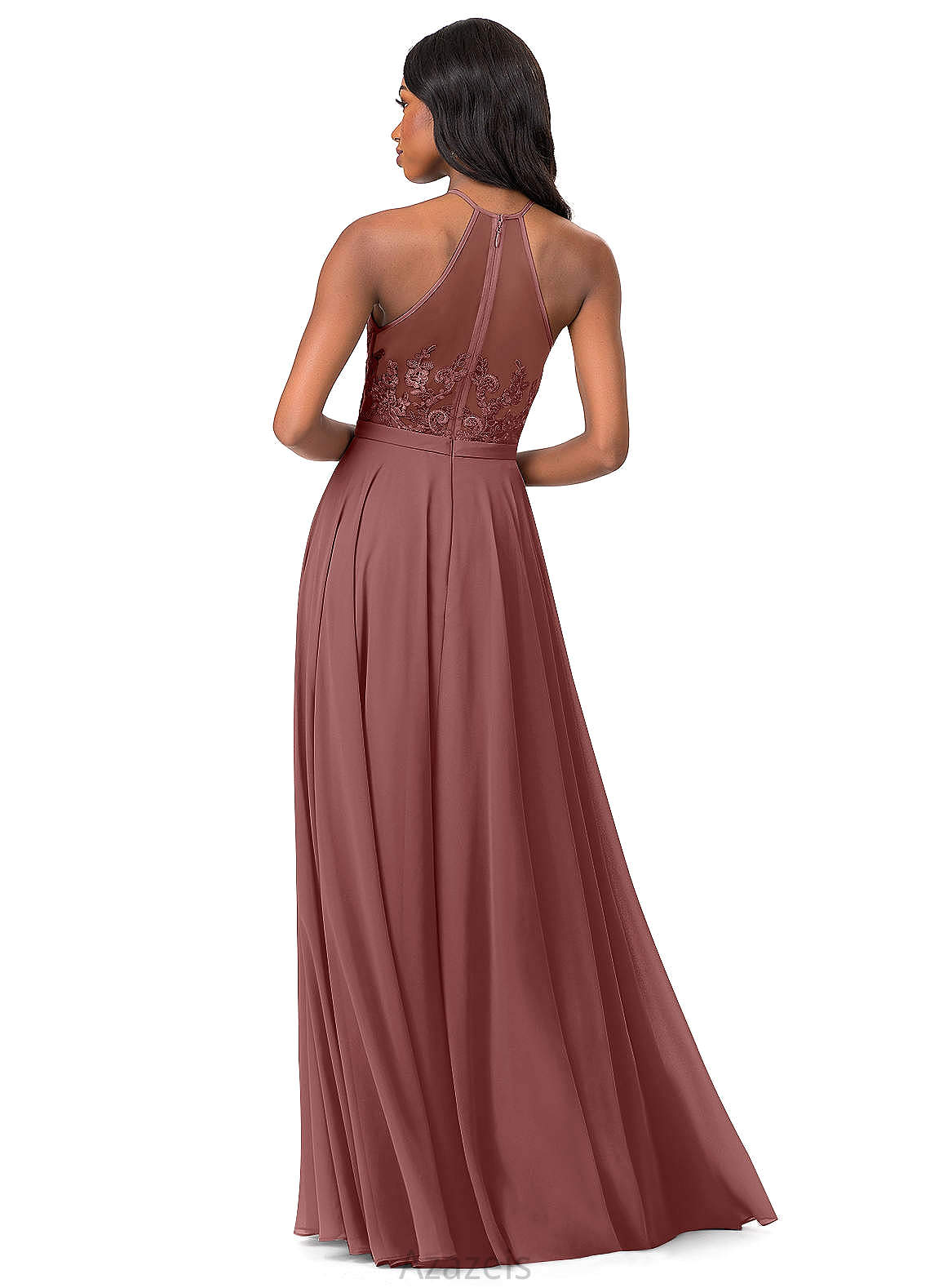 Theresa A-Line/Princess Floor Length Natural Waist V-Neck Sleeveless Bridesmaid Dresses