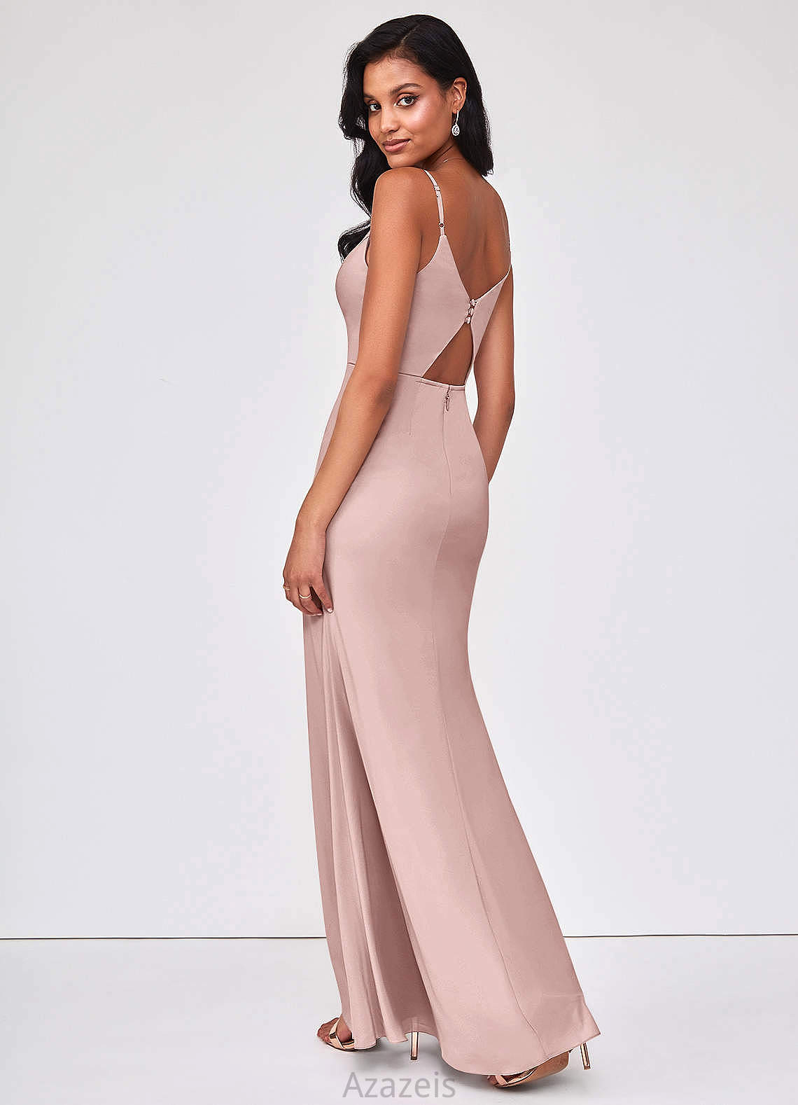 Payton Sleeveless Natural Waist V-Neck A-Line/Princess Floor Length Bridesmaid Dresses