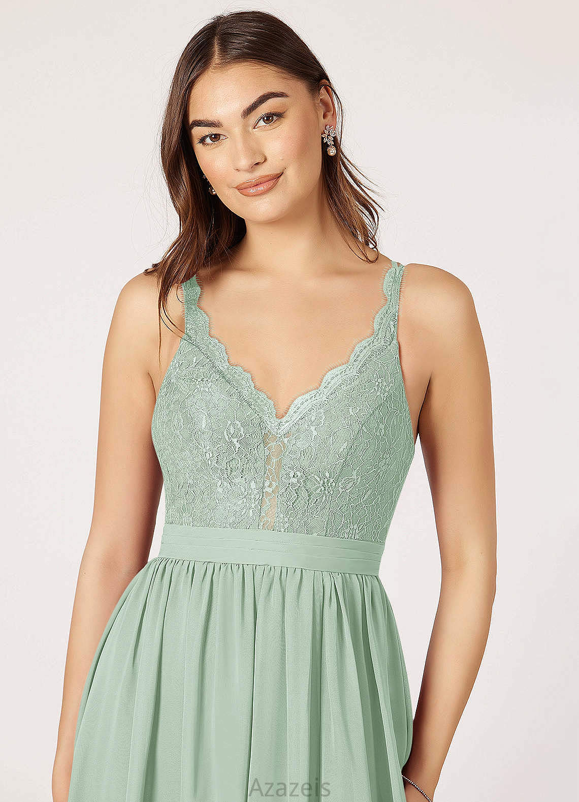 Laylah Sheath/Column Spandex Natural Waist Floor Length Sleeveless V-Neck Bridesmaid Dresses
