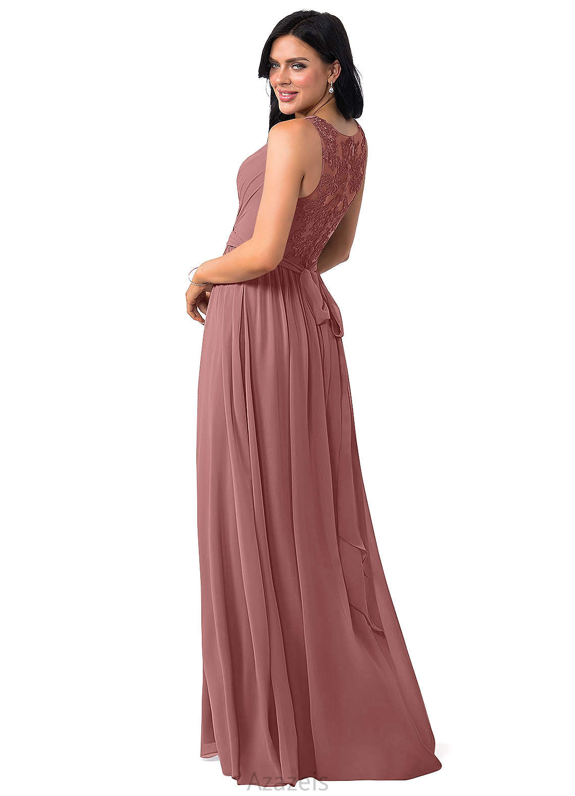 London Floor Length V-Neck Natural Waist A-Line/Princess Sleeveless Bridesmaid Dresses