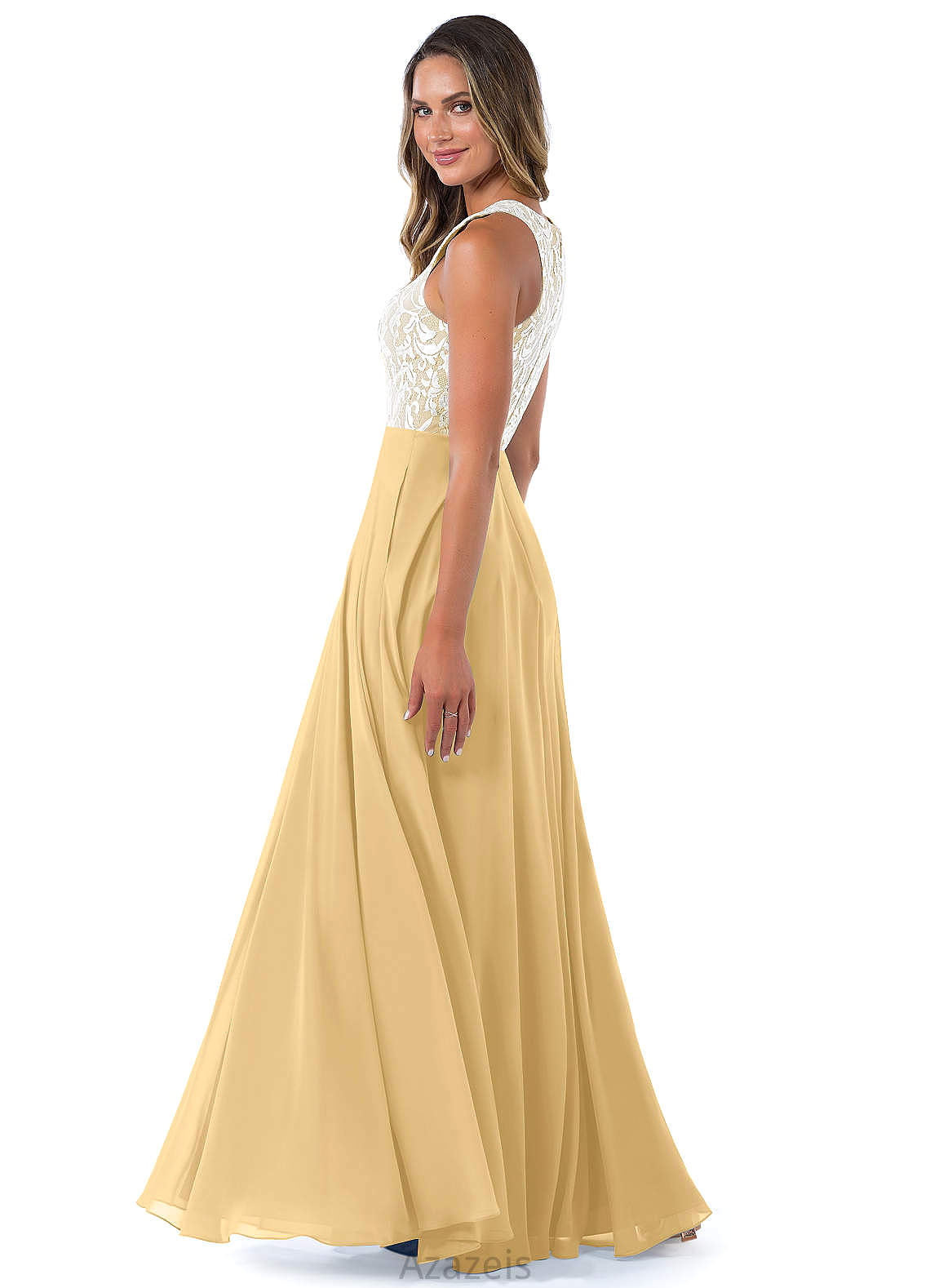 Elisa Natural Waist Floor Length A-Line/Princess V-Neck Sleeveless Bridesmaid Dresses