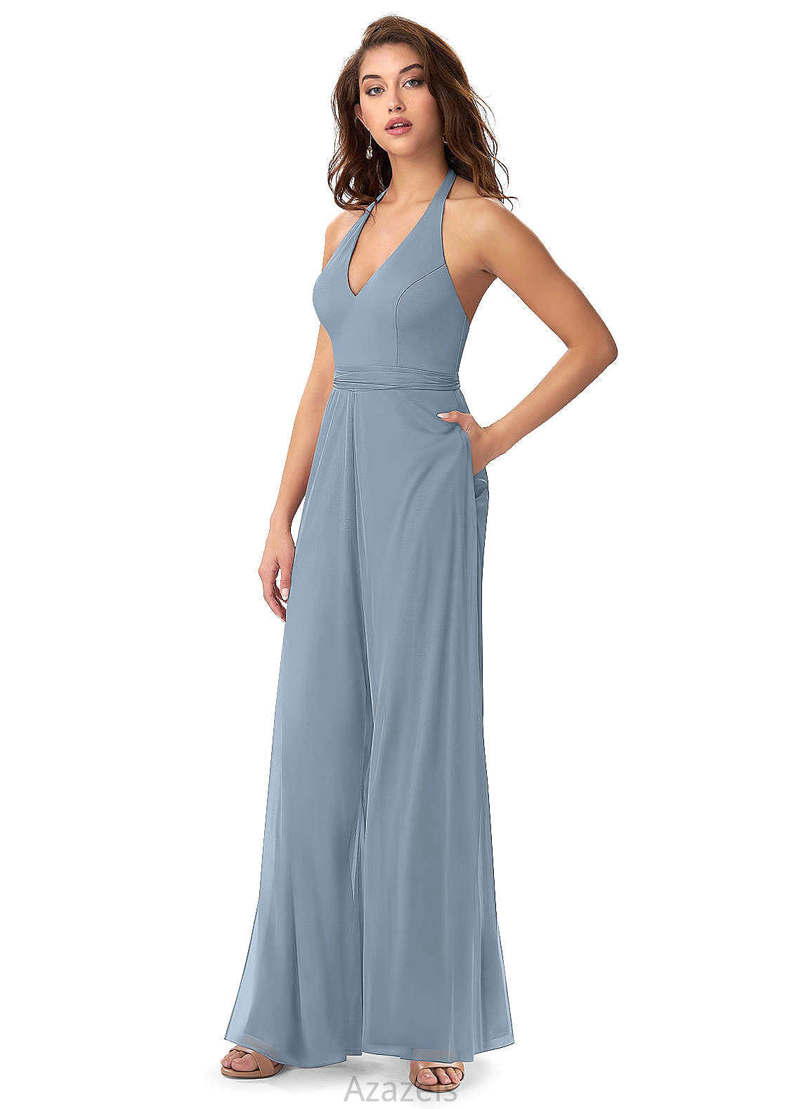 April Floor Length Natural Waist Sleeveless Scoop A-Line/Princess Bridesmaid Dresses