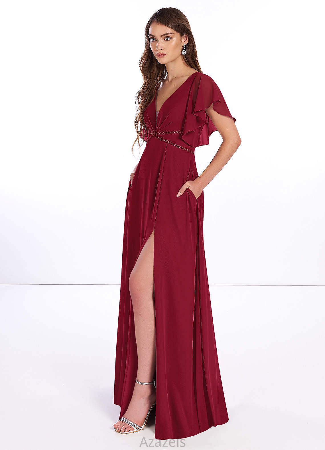 Gwendolyn Natural Waist Spaghetti Staps A-Line/Princess Sleeveless Floor Length Bridesmaid Dresses