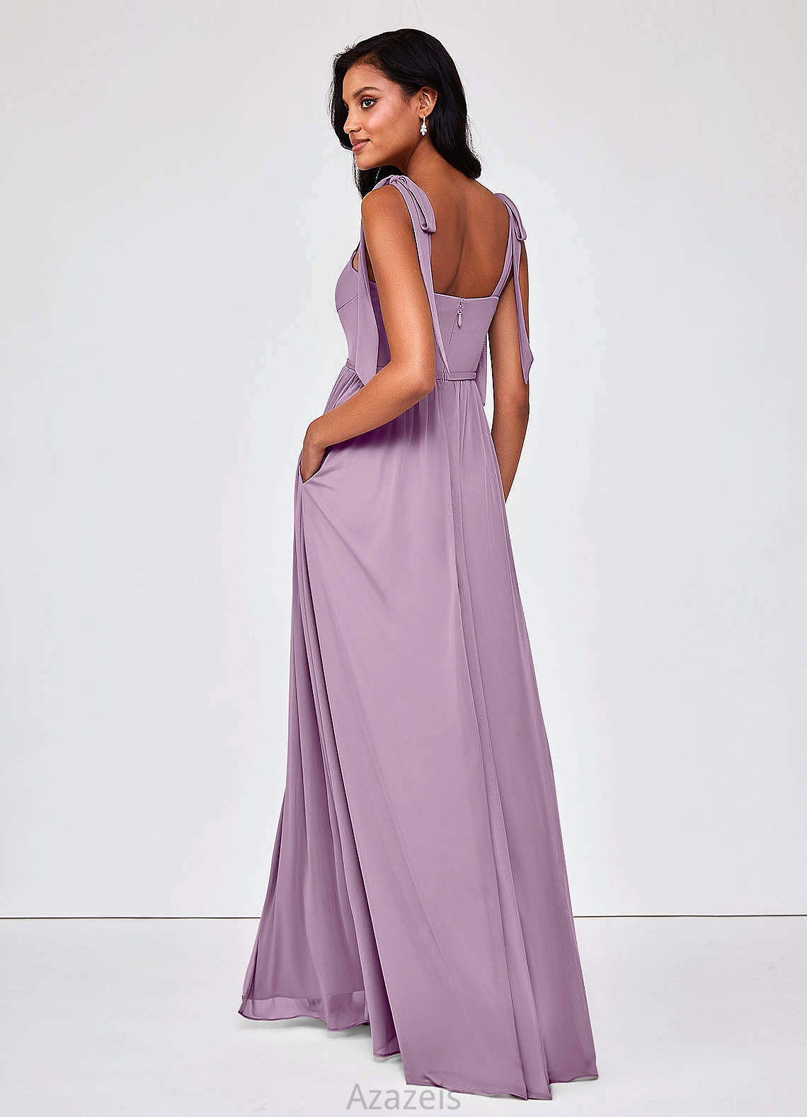 Sue Sleeveless Natural Waist V-Neck A-Line/Princess Floor Length Bridesmaid Dresses