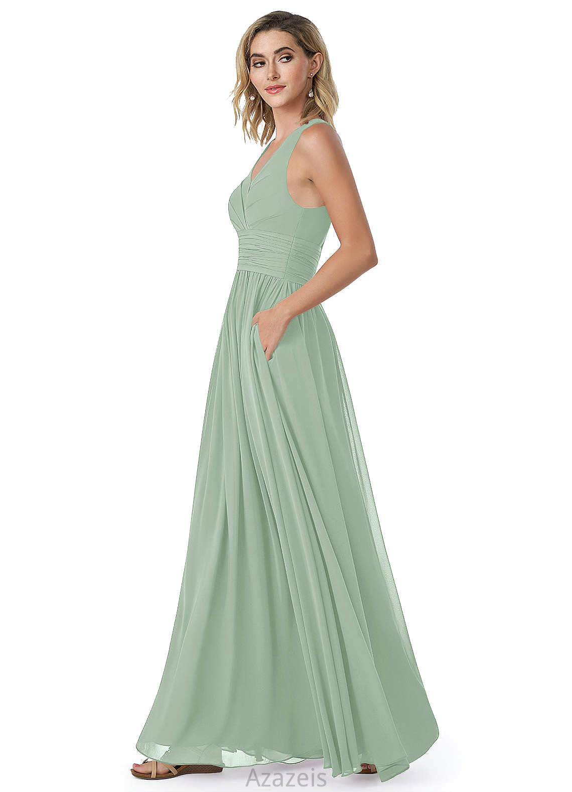 Livia Sleeveless Natural Waist A-Line/Princess Floor Length One Shoulder Bridesmaid Dresses
