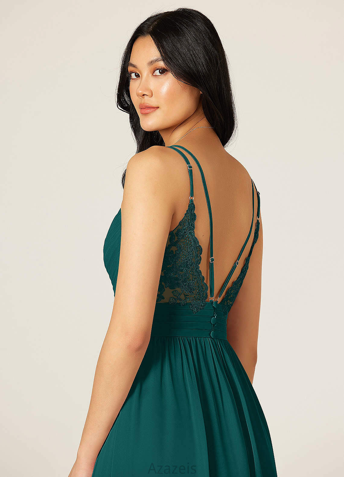 Lydia Floor Length Sleeveless A-Line/Princess Natural Waist V-Neck Bridesmaid Dresses