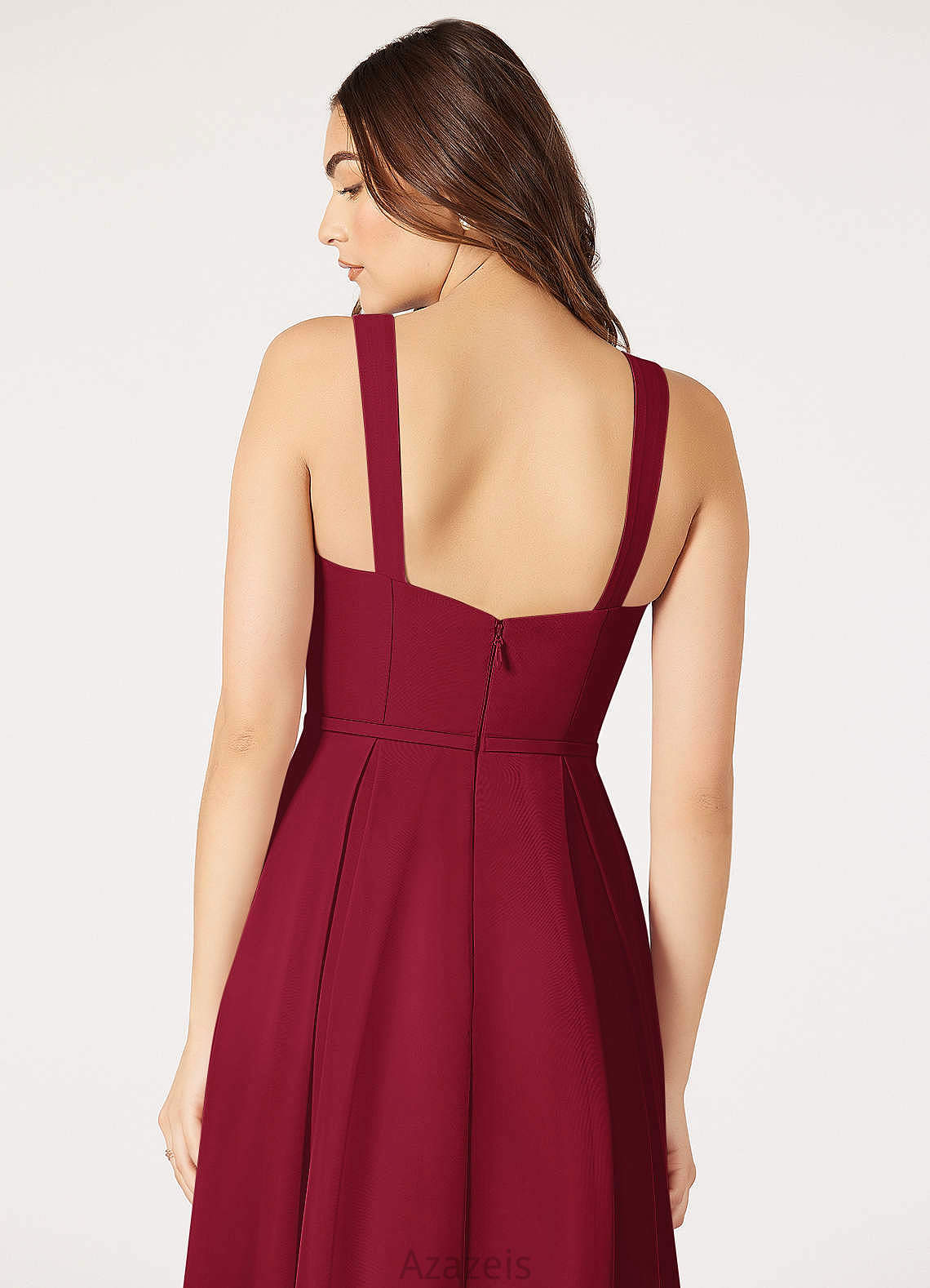 Johanna Sleeveless Spaghetti Staps Natural Waist A-Line/Princess Floor Length Bridesmaid Dresses