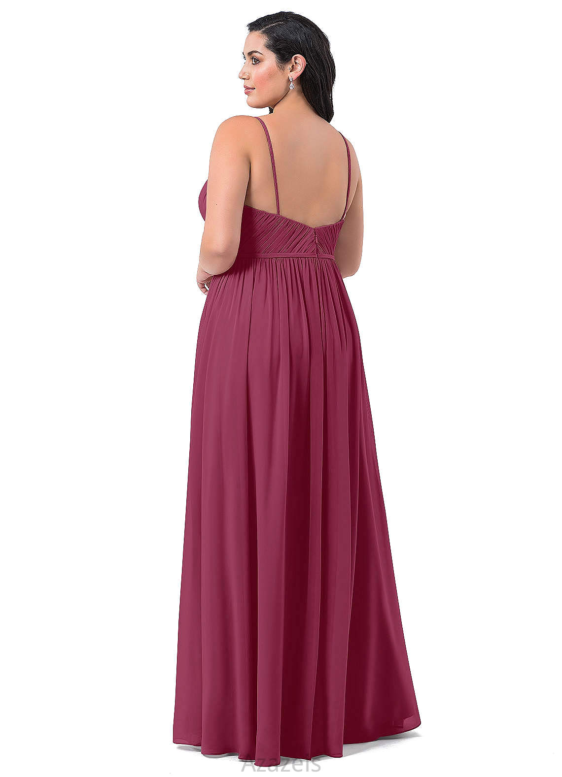 Amya Sleeveless Floor Length Natural Waist A-Line/Princess Spaghetti Staps Bridesmaid Dresses