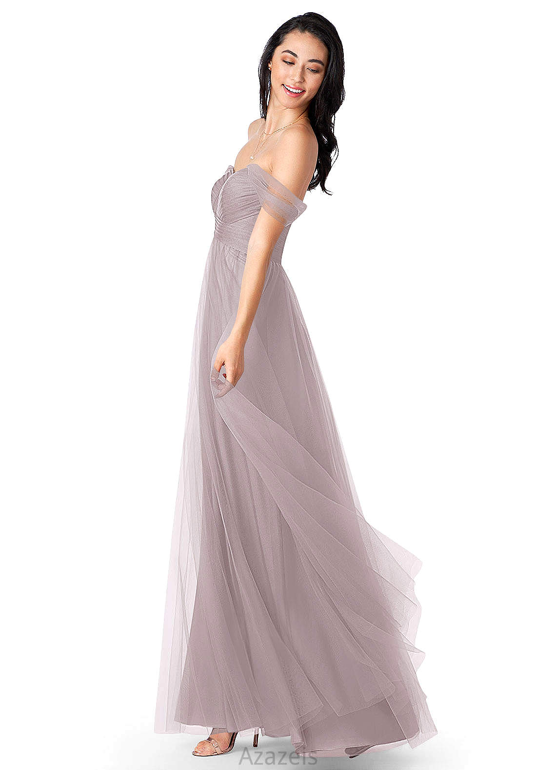 Ali Floor Length Sleeveless Spaghetti Staps Natural Waist A-Line/Princess Bridesmaid Dresses