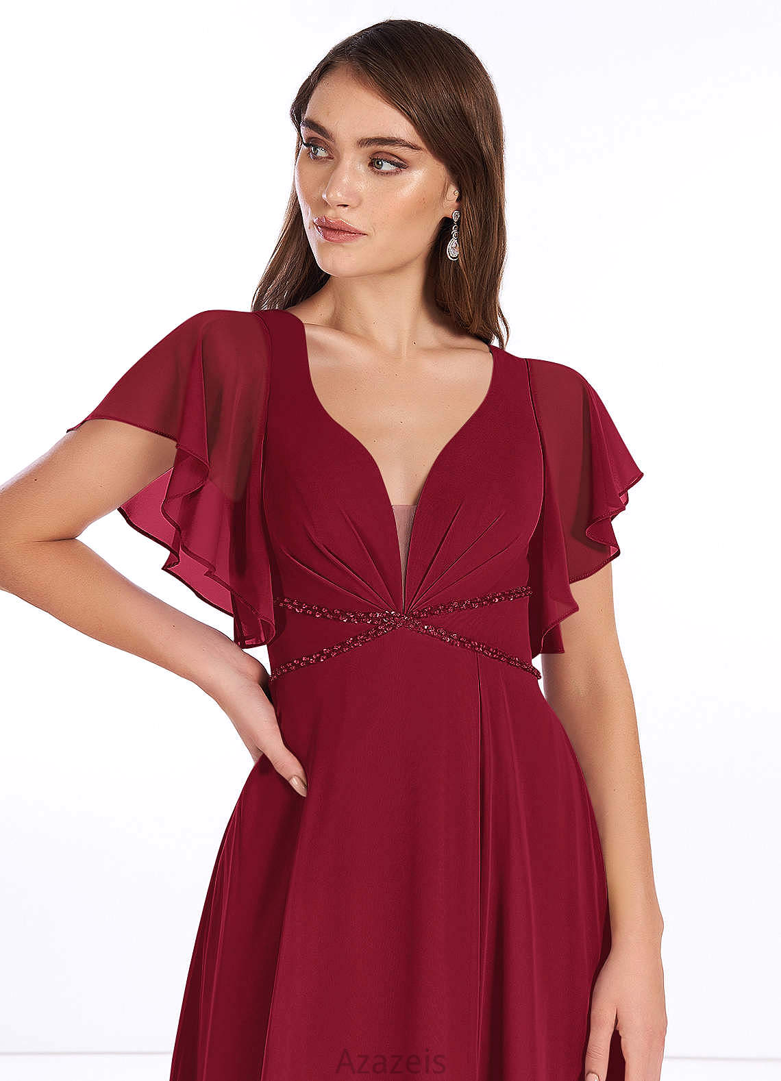 Gwendolyn Natural Waist Spaghetti Staps A-Line/Princess Sleeveless Floor Length Bridesmaid Dresses