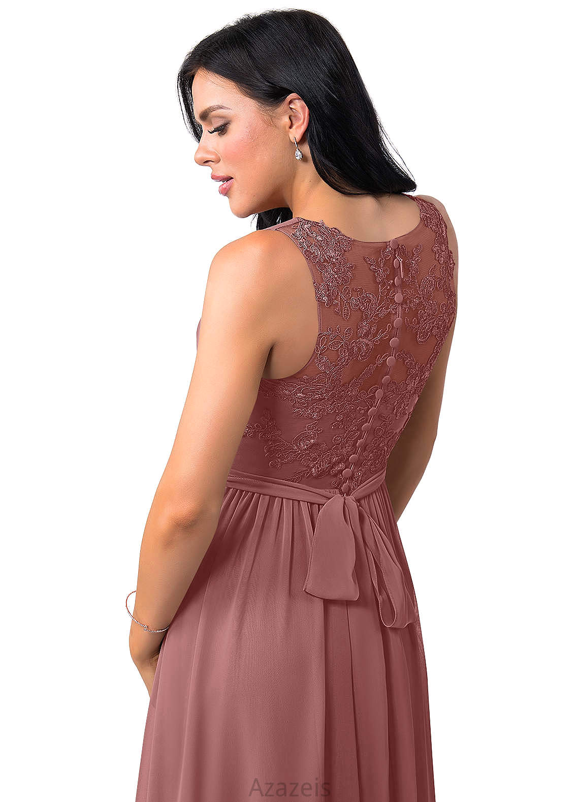 London Floor Length V-Neck Natural Waist A-Line/Princess Sleeveless Bridesmaid Dresses