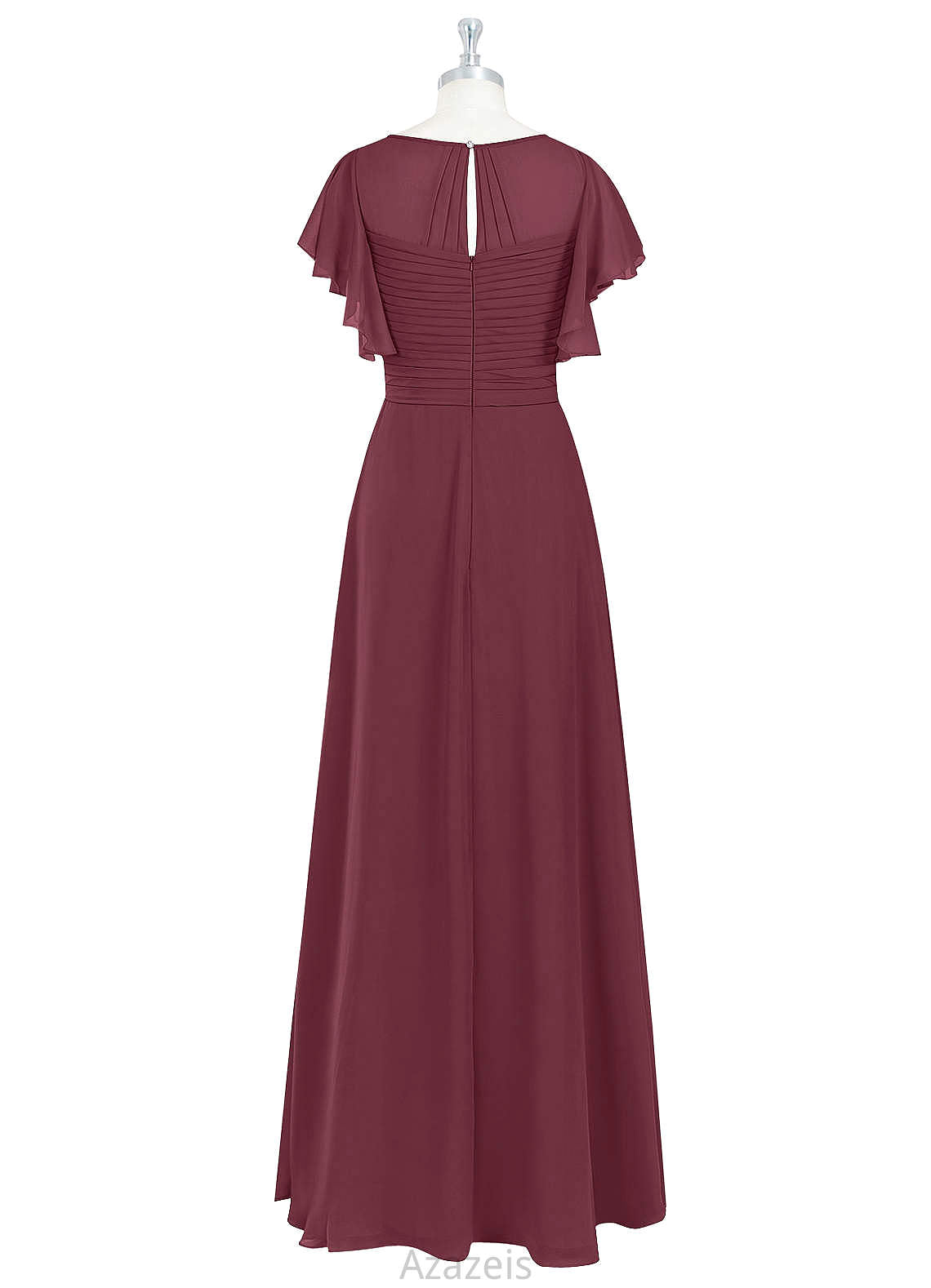 Ainsley Floor Length Spaghetti Staps Natural Waist Off The Shoulder A-Line/Princess Sleeveless Bridesmaid Dresses