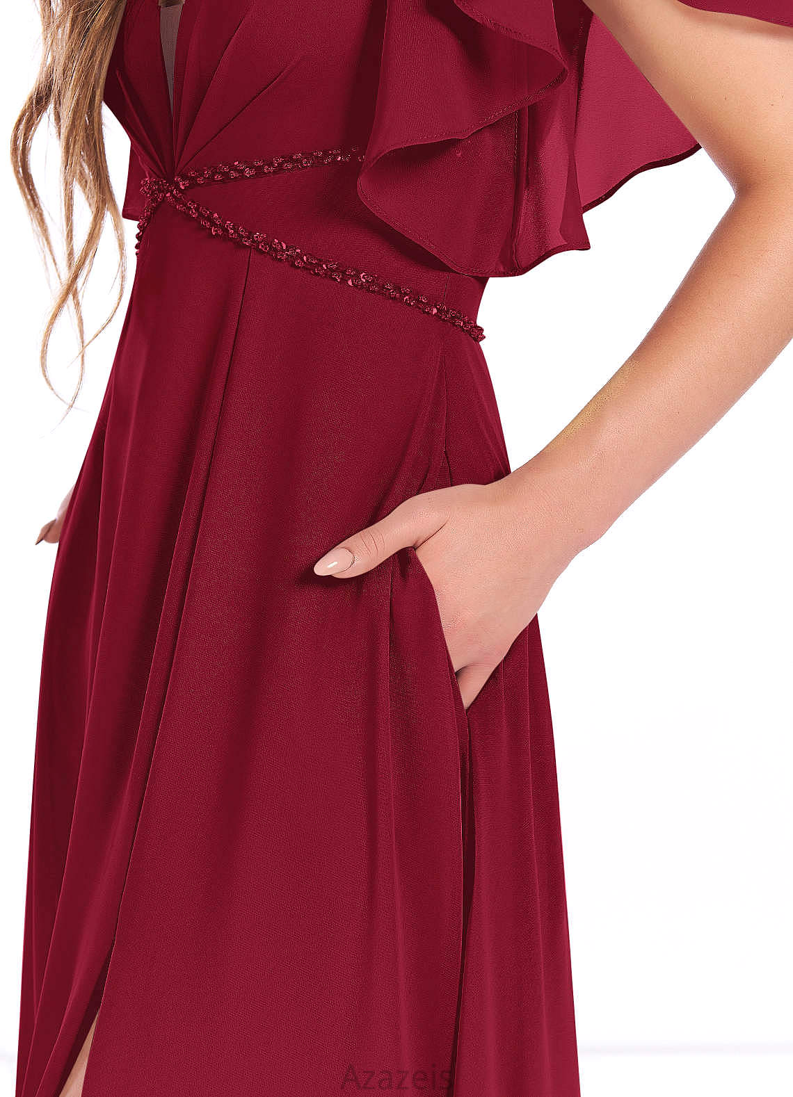 Gwendolyn Natural Waist Spaghetti Staps A-Line/Princess Sleeveless Floor Length Bridesmaid Dresses
