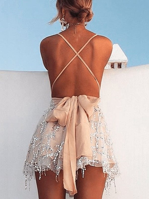 A-Line/Princess Beading Halter Sleeveless Short/Mini Homecoming Dress DFP0003014