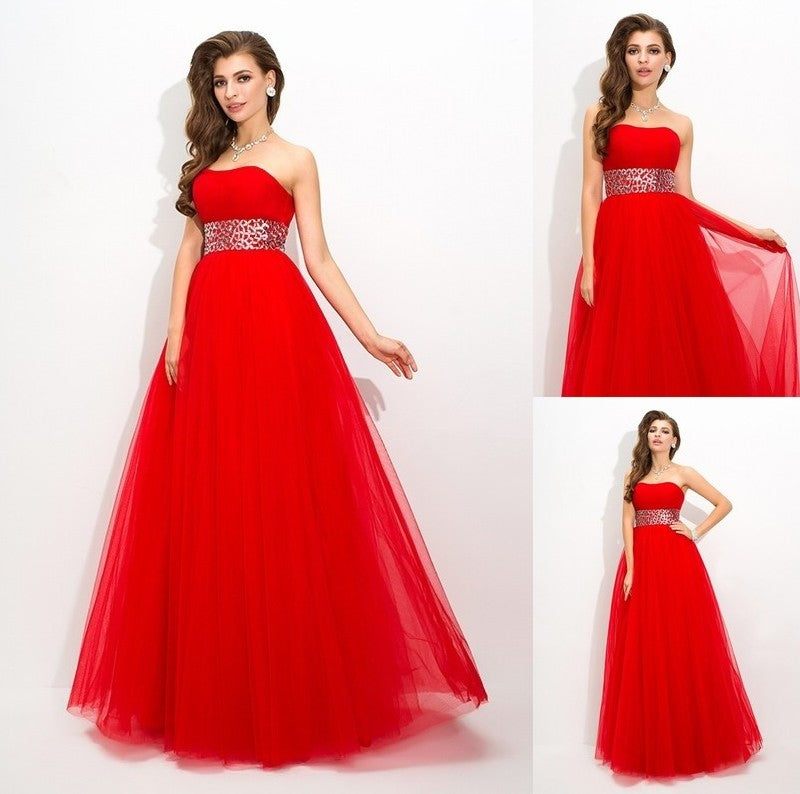 Ball Gown Strapless Beading Sleeveless Long Net Quinceanera Dresses DFP0003313